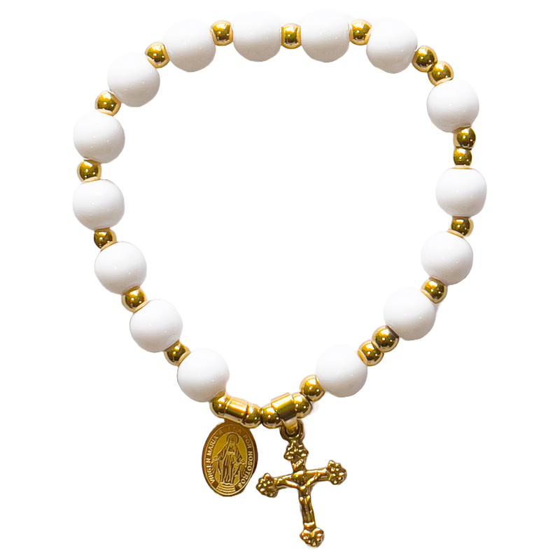 Pulsera Medalla Milagrosa en Blanco