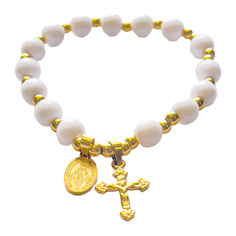 Pulsera Medalla Milagrosa en Blanco